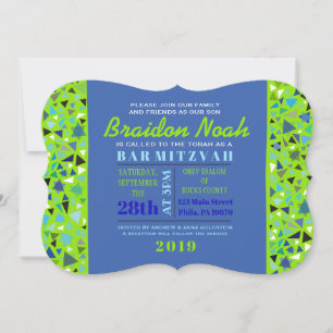 STAR WALL Bar Bat Mitzvah Invitation Lime Green