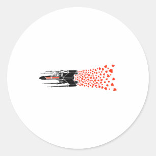 Star War Valentines Day Luke R2 D2 X Wing Hearts  Classic Round Sticker