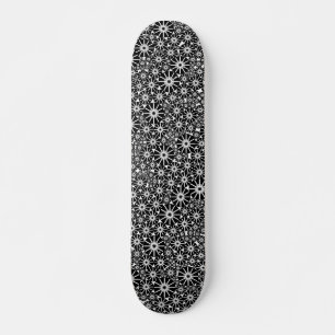 Star Wheel Abstract - Black on Wood Skateboard