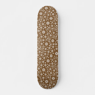 Star Wheel Abstract - Walnut on Wood Skateboard
