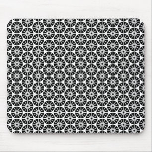 Star Wheel Pattern - Black on White Mouse Pad