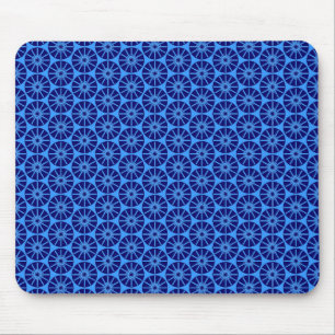Star Wheel Pattern - Navy Blue on Blue 3399FF Mouse Pad