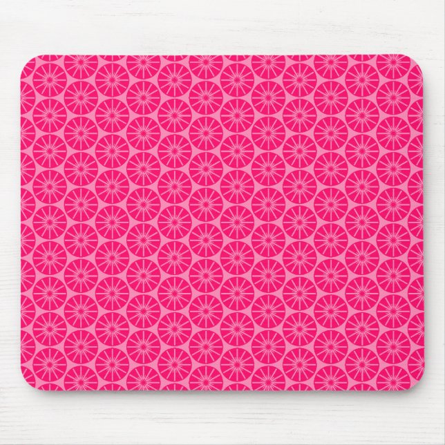 Star Wheel Pattern - Neon Red on Pink FF87B6 Mouse Pad (Front)