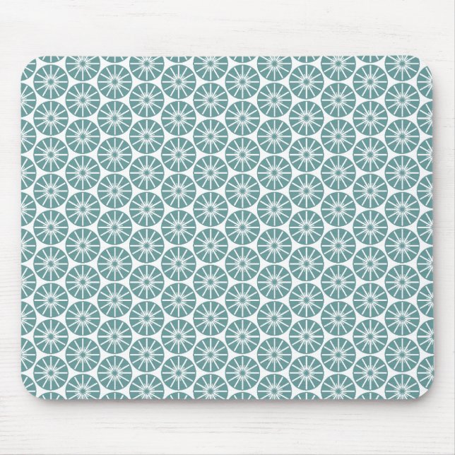 Star Wheel Pattern - Ocean Green on White Mouse Pad (Front)