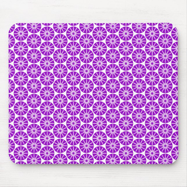 Star Wheel Pattern - Purple on White Mouse Pad (Front)