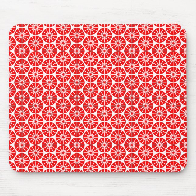 Star Wheel Pattern - Red on White Mouse Pad (Front)