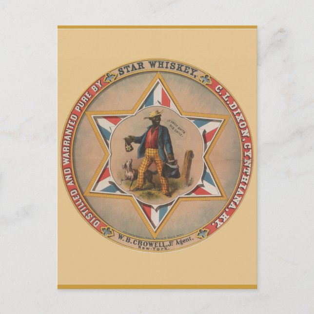 Star Whiskey Distilled and warranted pure Postcard (Front)