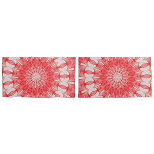 Star White and Red Butterfly Motif Mandala Pillowcase