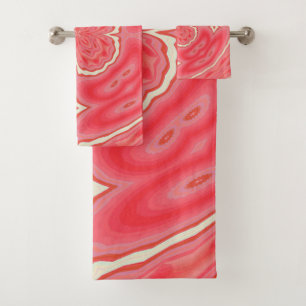 Star White And Red Clover Kaleidoscope Bath Towel Set