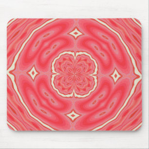 Star White And Red Clover Kaleidoscope Mouse Pad