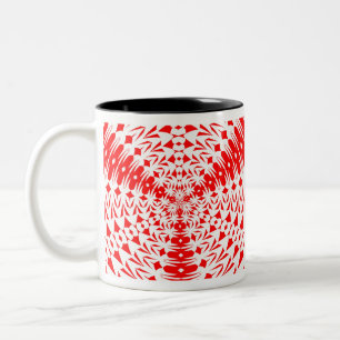 Star White And Red Goemetric Shape Kaleidoscope Two-Tone Coffee Mug