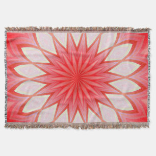 Star White And Red Kaleidoscope Floral Mandala Throw Blanket
