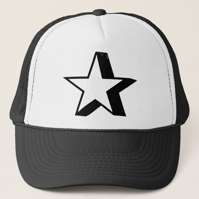 Star with Heavy Drop Shadow Trucker Hat (Front)