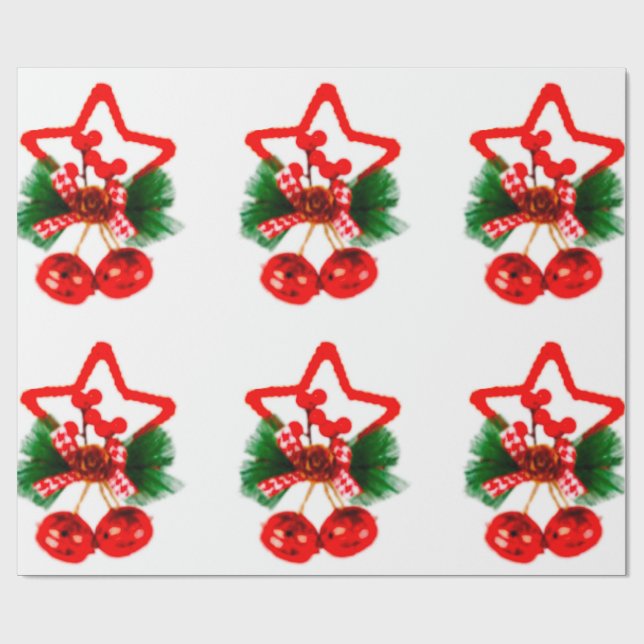 Star With Holly Wrapping Paper (Flat)