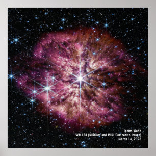 Star Wolf-Rayet 124 (WR 124) NIRCam and MIRI Image Poster