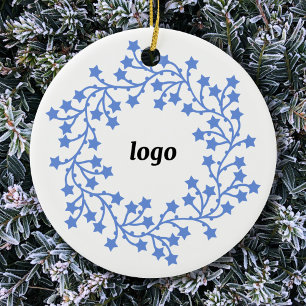 Star Wreath Logo Business Ceramic Ornament