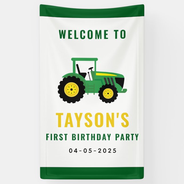 Star Your Tractor 1st Birthday | Farm Tractor Banner (Vertical)