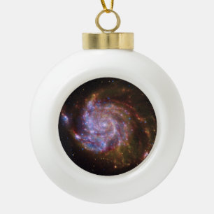 Starbirth in the Pinwheel: M101 Galaxy Ceramic Ball Christmas Ornament