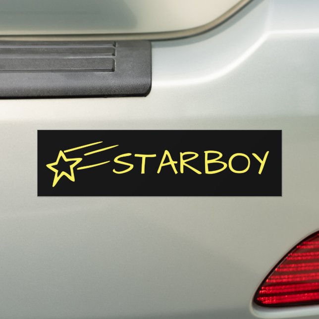 STARBOY & Shooting Star Customisable Yellow/Black Bumper Sticker (On Car)