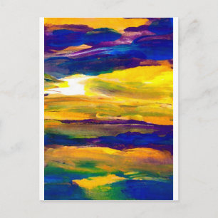 Starbright Sun Seascape Ocean Waves Art Postcard