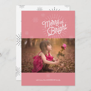 Starburst 1 Photo Pink Holiday Card