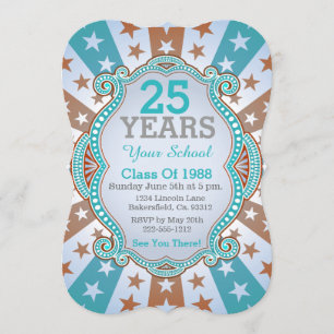 Starburst And Dots School Class Reunion Invitation