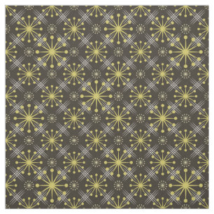 Starburst and Lines Mid Century Pattern Earth Hues Fabric