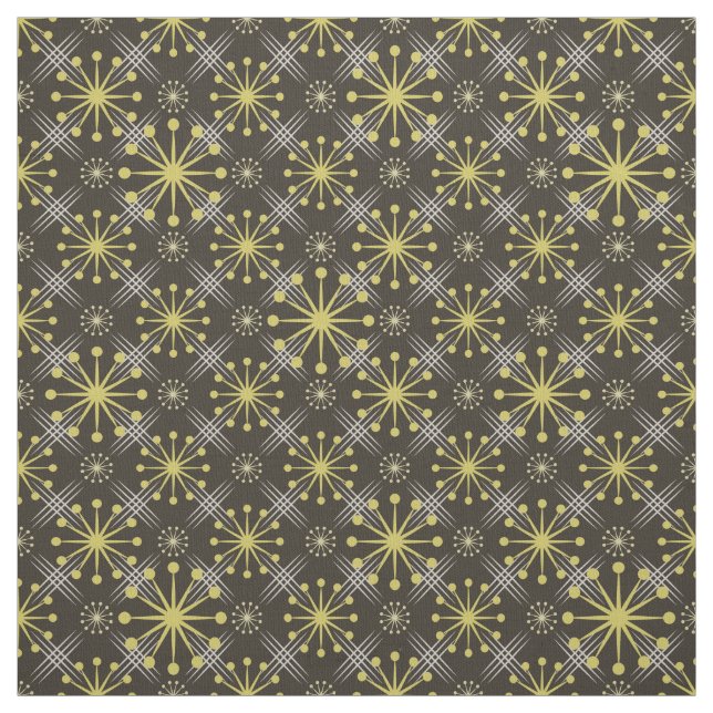 Starburst and Lines Mid Century Pattern Earth Hues Fabric (Swatch)