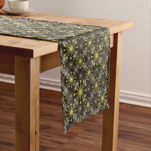 Starburst and Lines Mid Century Pattern Earth Hues Short Table Runner