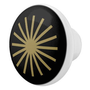 Starburst Black and Gold Ceramic Knob