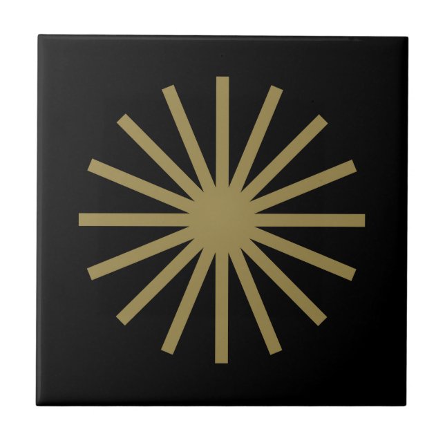Starburst Black and Gold Ceramic Tile (Front)