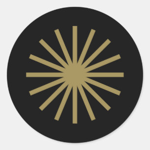 Starburst Black and Gold Classic Round Sticker