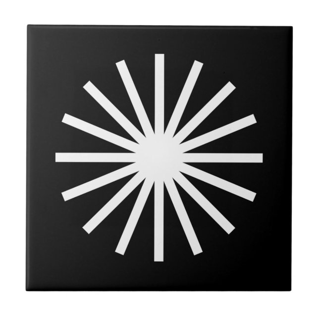 Starburst Black and White Ceramic Tile (Front)