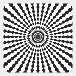 Starburst, Black And White Square Sticker