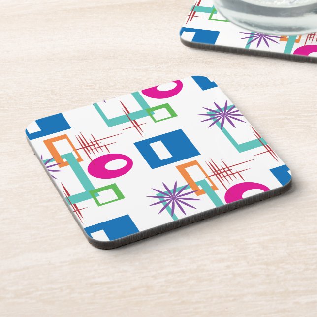 Starburst Geometric Multicolored Pattern Coaster (Left Side)