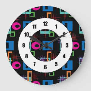 Starburst Geometric Multicolored Pattern Large Clock
