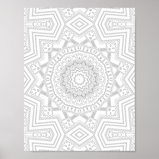 Starburst Geometry Coloring Page Art Design Poster (Front)