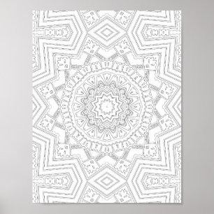 Starburst Geometry Colouring Page Art Design Poster