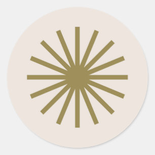 Starburst Gold & Linen White Classic Round Sticker
