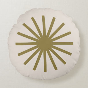 Starburst Gold & Linen White Round Cushion