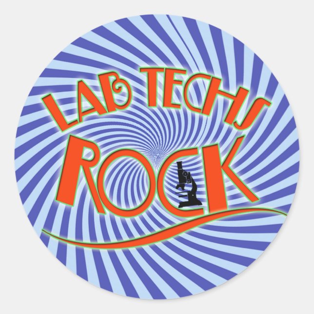 STARBURST LAB TECHS ROCK (LABORATORY SCIENTIST) CLASSIC ROUND STICKER (Front)