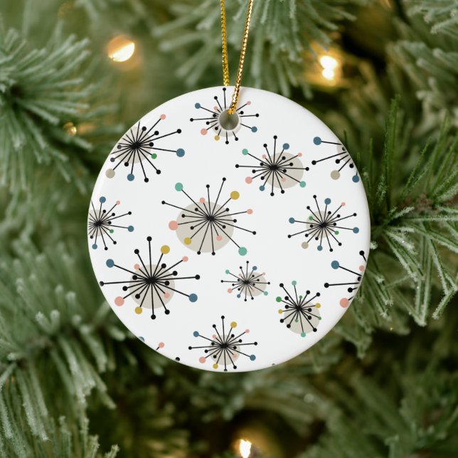 Starburst Mid Century Modern Christmas Holiday Ceramic Ornament (Tree)