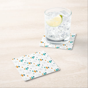 Starburst Mid Century Modern Pattern Square Paper Coaster