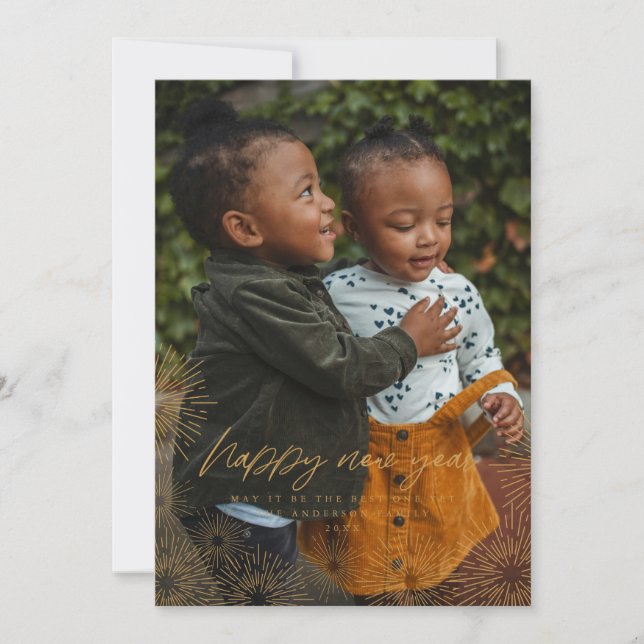 Starburst New Year Photo Card (Front)