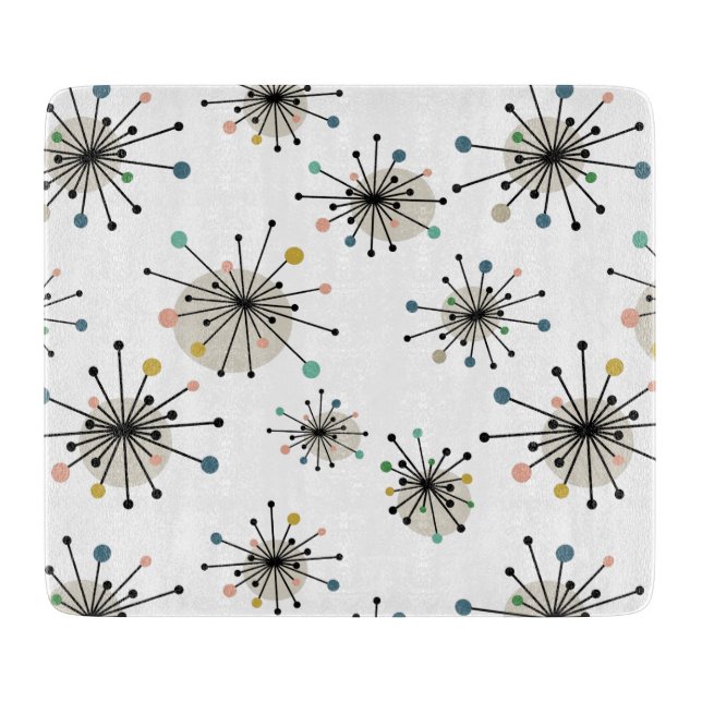 Starburst Pattern Atomic Age Mid Century Modern Cutting Board (Front)