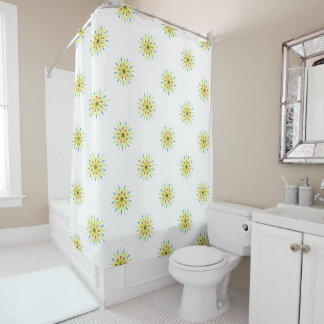 Starburst Pattern Retro Shower Curtain