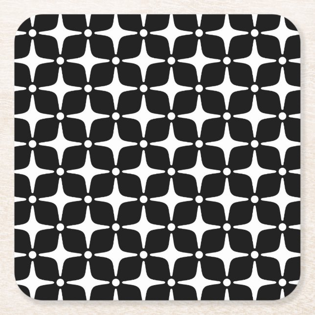 Starburst Pattern Square Paper Coaster (Front)