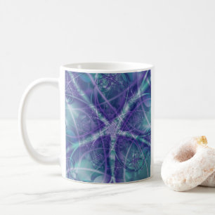 Starburst   Purple and Green Fractal Art Coffee Mug