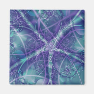 Starburst Purple and Green Fractal Art Magnet