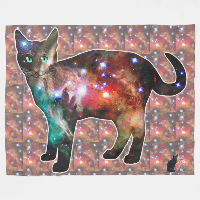 Starburst Space In Cat Fleece Blanket (Front (Horizontal))